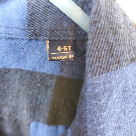 Design in Italy Luxury Boys Blue/Black Plaid Long Slv Button Up Sz 4-5T - Picture 7 of 11